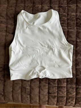 NWOT White Knot-Front Cropped Tank Top